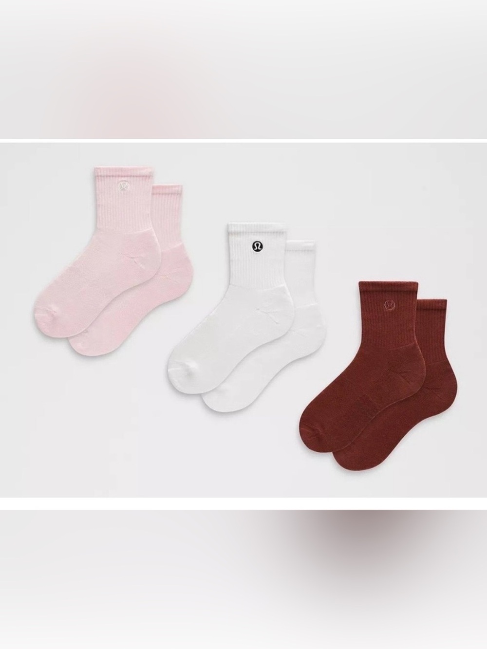 lululemon athletica Daily Essential Socks Quarter Length 3 pack NWT